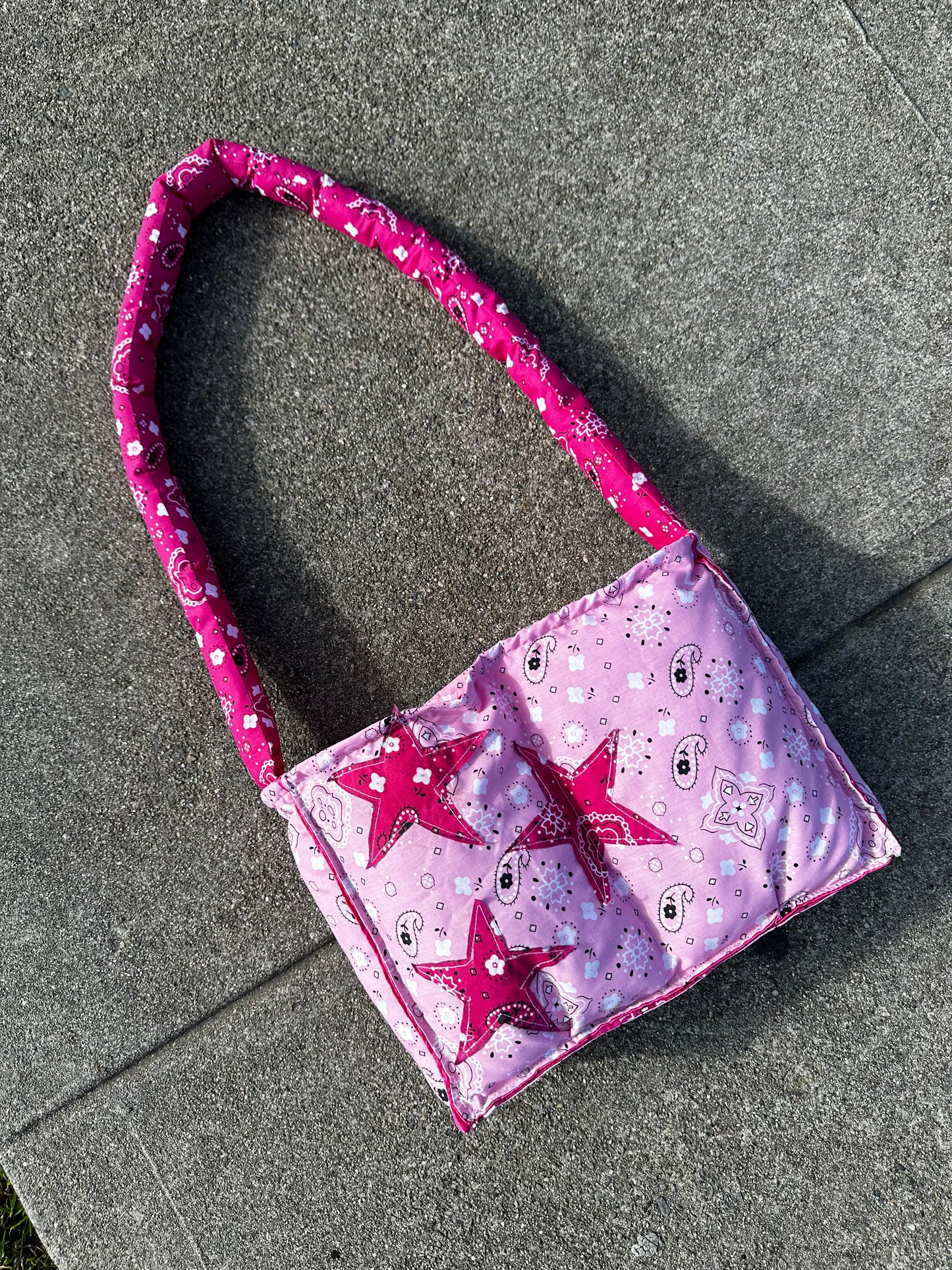 Paisley Puffer Tote Bag(Medium Size) - Pink